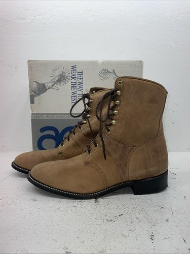 New Men’s Brown Lace Up Acme Cowboy Boots. 5784 11 E W. 9-29