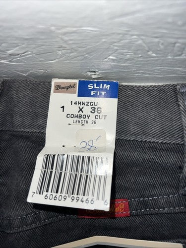 New Women’s Cowboy Cut Gray Wrangler Slim Fit Jeans. 1x36 G-2