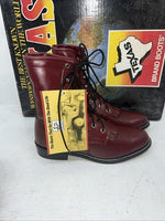 New Women’s Red Lace Up Texas Brand Cowboy Boots. 4493 6.5 6 1/2 M. 19-86