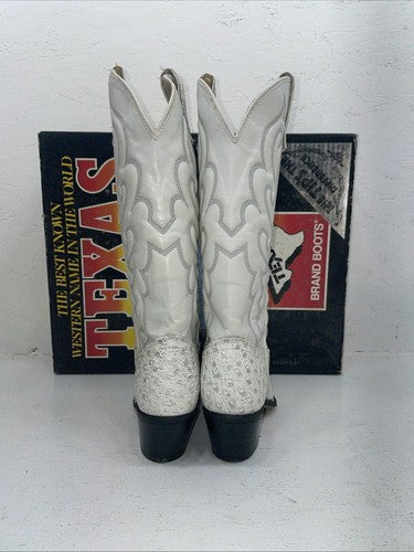 New Women’s White Texas Brand Cowboy Boots. 4207 6.5 6 1/2 M. 18-6