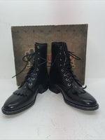 New Women’s Black Lace Up Laredo Cowboy Boots. 28-120 7.5 7 1/2 M. 16-40