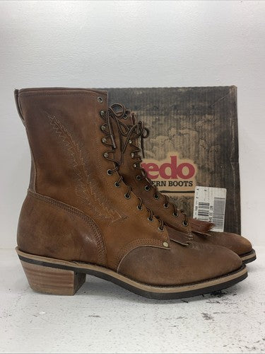 New Men’s Brown Lace Up Cowboy Boots. 28 6045 13 E E. 10-50