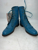 New Women’s Blue Lace Up Texas Brand Cowboy Boots. L 4465 7 M. 17-7