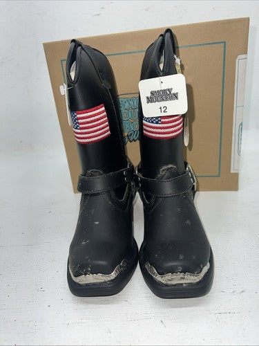 New Children’s Black Smoky Mountain Cowboy Boots. 1070C 12. 24-122