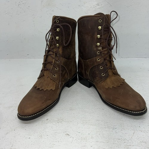 New Women’s Brown Lace Up Acme Cowboy Boots. 072040 7.5 7 1/2 M. 17-46