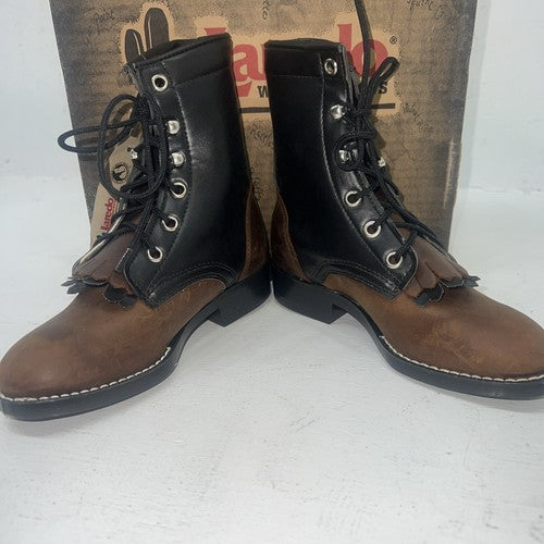 New Children’s Black And Brown Laredo Lace Up Cowboy Boots. C2872 11 D. 24-53