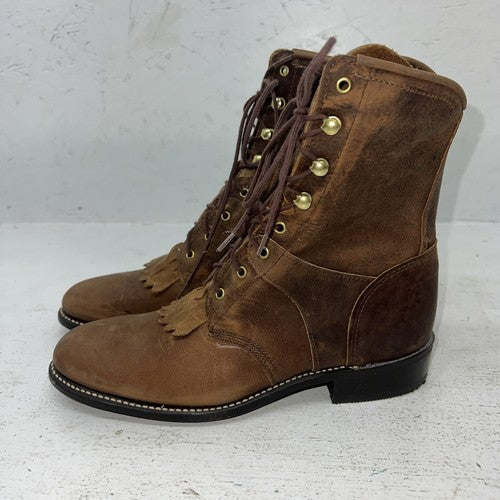 New Women’s Brown Lace Up Acme Cowboy Boots. 072040 7.5 7 1/2 M. 17-46