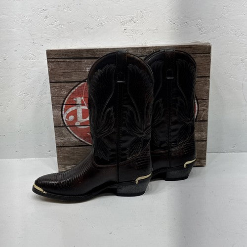NEW Men’s Dark Brown Lizard Print Authentic Laredo Brand Boot. Size 8.5EW. 2-6.