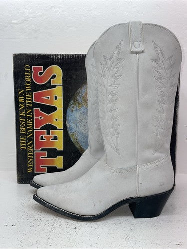 New Women’s White Texas Brand Cowboy Boots. L P198917 8.5 8 1/2 M. 15-44
