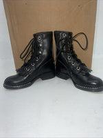 New Children’s Black Lace Up Bronco Cowboy Boots. 8.5 8 1/2 D. 24-8