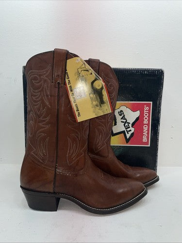 New Men’s Brown Texas Brand Cowboy Boots. 5111 11.5 11 1/2 D. 9-64