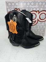 New Children’s Black Dingo Cowboy Boots With Fringe. 9.5 9 1/2 D. 24-37
