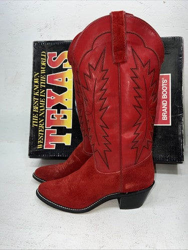 New Woman’s Red Texas Brand Cowboy Boots. S 4906 7 M. 18-41