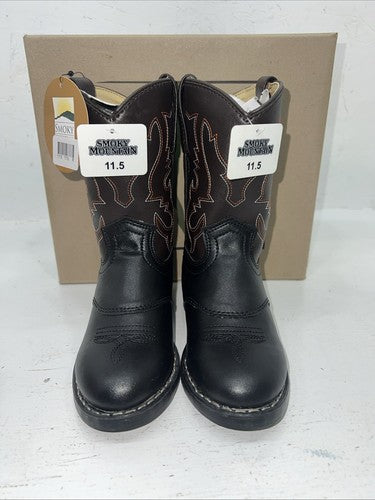 New Children Black Smoky Mountain Cowboy Boots. 1110 C 11.5 11 1/2. 24-109