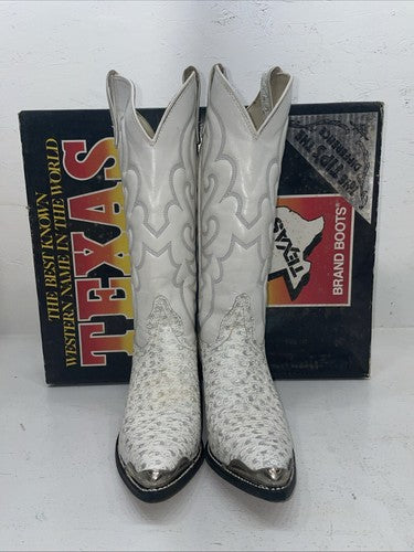 New Women’s White Texas Brand Cowboy Boots. 4207 6.5 6 1/2 M. 18-6