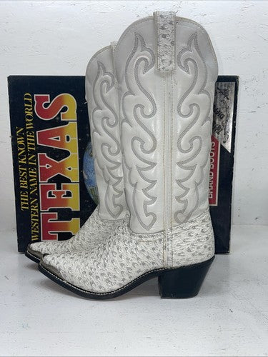 New Women’s White Texas Brand Cowboy Boots. 4207 6.5 6 1/2 M. 18-6