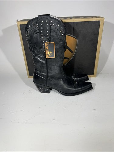 New Women’s Western Boots. Black Color Boot With Rhinestones. Size 8.5. 16-5