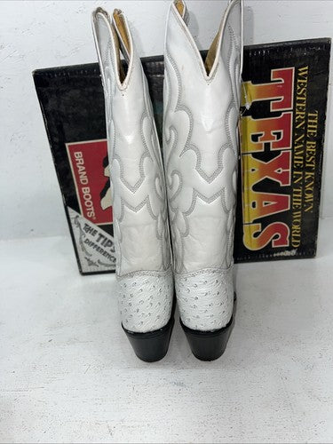 New Women’s White Texas Brand Cowboy Boots. 4207 6.5 6 1/2 M. 19-117