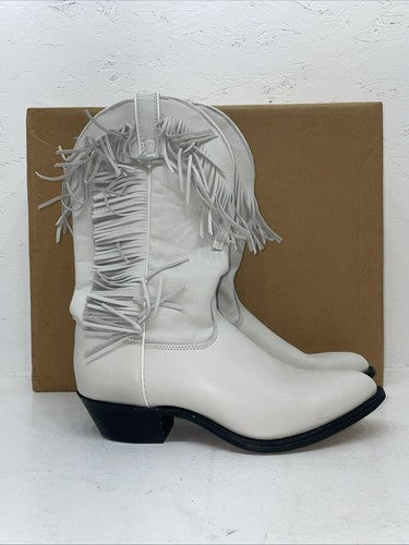 New Women’s White With Fringe Capezio Cowboy Boots. L 697 8 M. 16-75