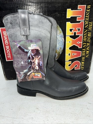New Women’s Grey Texas Brand Cowboy Boots. 4402 7.5 7 1/2 M. 17-88