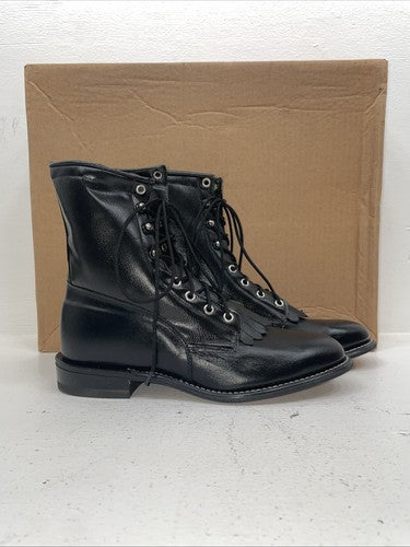 New Women’s Black Lace Up Texas Brand Cowboy Boots. 4440 9 M. 15-104