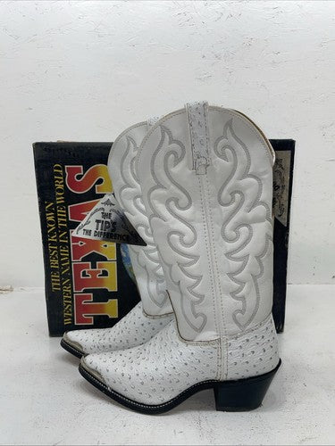 New Women’s White Texas Brand Cowboy Boots. 4207 7.5 7 1/2 M. 17-20 