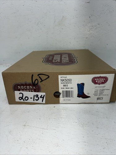 New Women’s Brown And Blue Nocona Cowboy Boots. NK5050  6 D. 20-134
