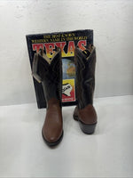 NEW Men’s Brown / Black Texas  Brand Western Boot Size 7.5. 2-1.