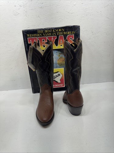 NEW Men’s Brown / Black Texas  Brand Western Boot Size 7.5. 2-1.