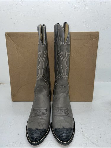 New Women’s Grey Texas Brand Cowboy Boots. 4902 7 M. 18-56