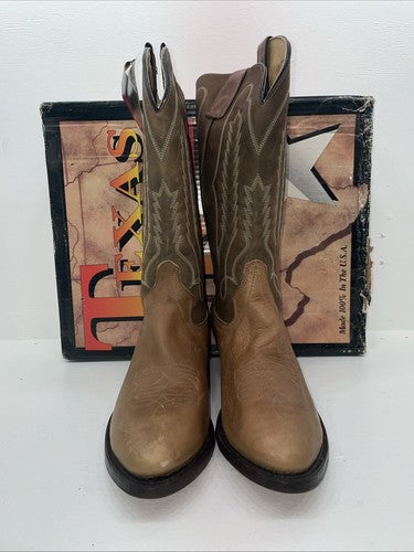 New Men’s Brown Texas Brand Cowboy Boots. 6244 11.5 11 1/2 D. 9-40