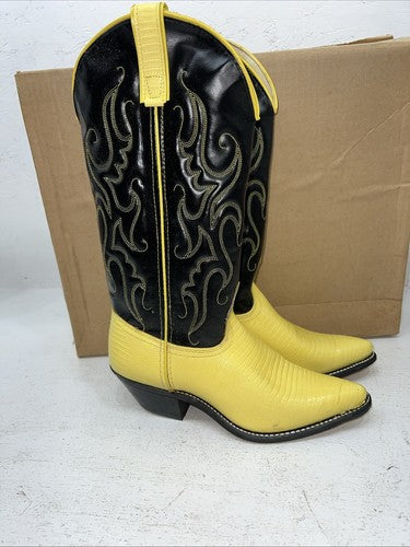 New Women’s Yellow Texas Brand Cowboy Boots. L 199101 7 M. 18-53