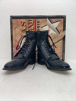 New Women’s Navy Lace Up Texas Brand Cowboy Boots. 4444 8.5 8 1/2 M. 15-28