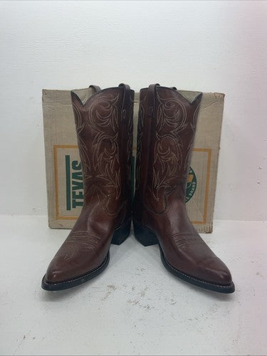 New Men’s Brown Texas Brand Cowboy Boots. 7313 11.5 11 1/2 D. 9-83