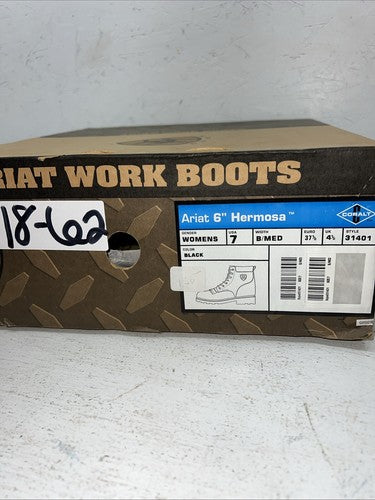 New Women’s Ariat Black Lace Up Cowboy Boots. 31401 7 B. 18-62 