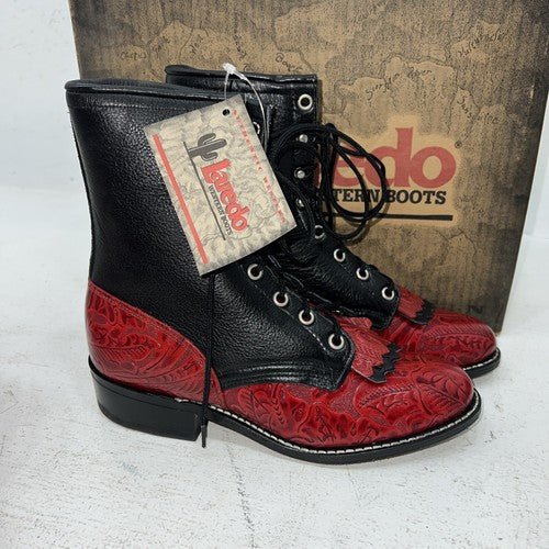 New Women’s Red/black Laredo Lace Up Cowboy Boots. 28 163 7 M. 18-119
