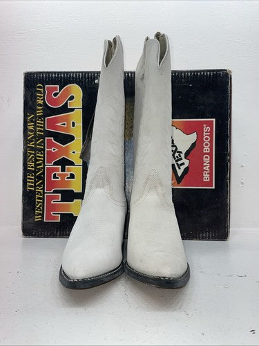 New Women’s White Texas Brand Cowboy Boots. L 198917 9 M. 15-96