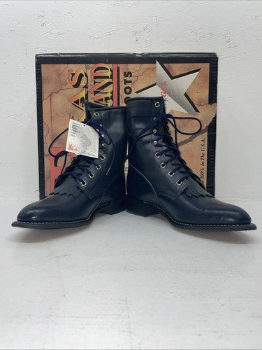 New Women’s Navy Lace Up Texas Brand Cowboy Boots. 4445 8 M. 16-57
