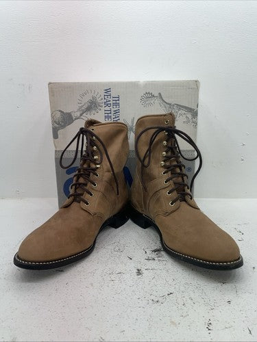 New Men’s Brown Lace Up Acme Cowboy Boots. 5784 11 E W. 9-29