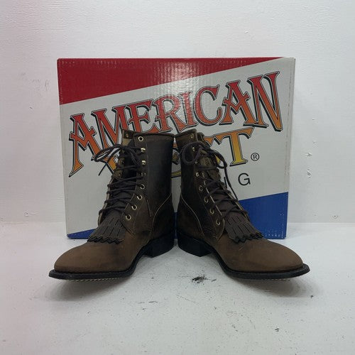 New Women’s Brown Lace Up American West Cowboy Boots. 5975 8 M. 15-129