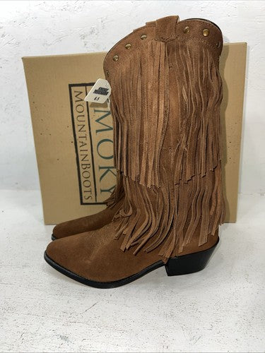 New Women’s Brown Fringe Smoky Mountain Cowboy Boots. 6566 6.5 6 1/2 M. 19-121
