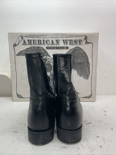 New Men’s Black Lace Up American West Cowboy Boots. 6991 13 E W. 9-27