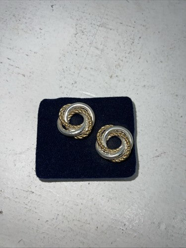 New Women’s Montana Silversmiths Gold Silver Knot Hoop Earrings. ER415 A-38