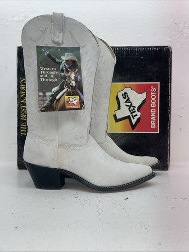 New Women’s White Texas Brand Cowboy Boots. L 198917 9 M. 15-96