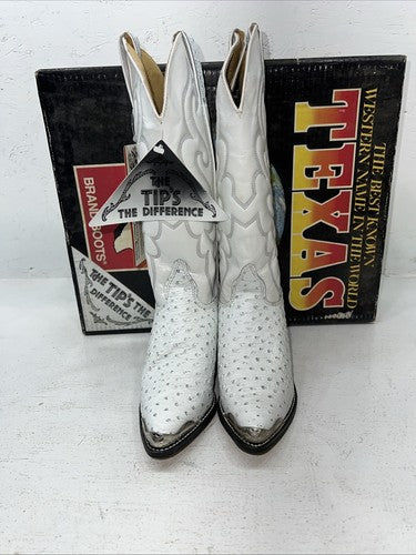 New Women’s White Texas Brand Cowboy Boots. 4207 6.5 6 1/2 M. 19-117