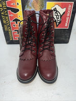 New Women’s Red Lace Up Texas Brand Cowboy Boots. 4493 6.5 6 1/2 M. 19-86