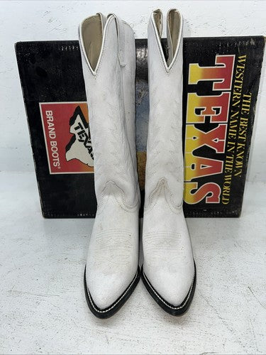 New Women’s White Texas Brand Cowboy Boots. L 198917 7.5 7 1/2 M. 17-72