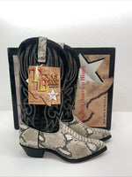 New Women’s Black Snakeskin Texas Brand Cowboy Boots. 4841 8 M. 17-98