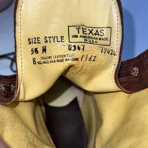 New Women’s Brown Lace Up Texas Brand Cowboy Boots. S439 5.5 5 1/2 M. 20-66