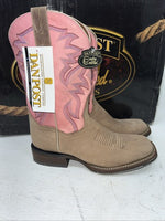 New Women’s Tan/pink Dan Post Cowboy Boots. DP 3816 7 M. 18-120